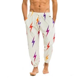 Aviator Nation Velvet Bolt Repeat Off White Sweatpants